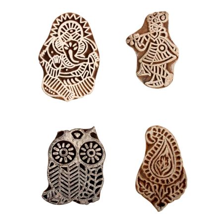 Set of 4 Piece New Mix Wooden Printing Block